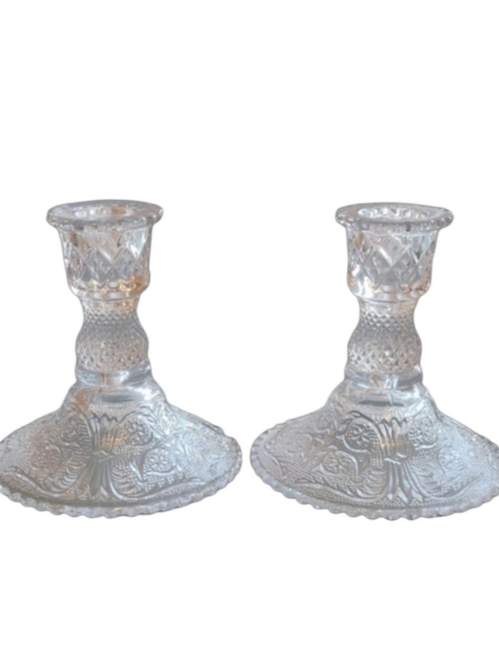 Vintage Set of Two 4" Crystal Candlestick Holders